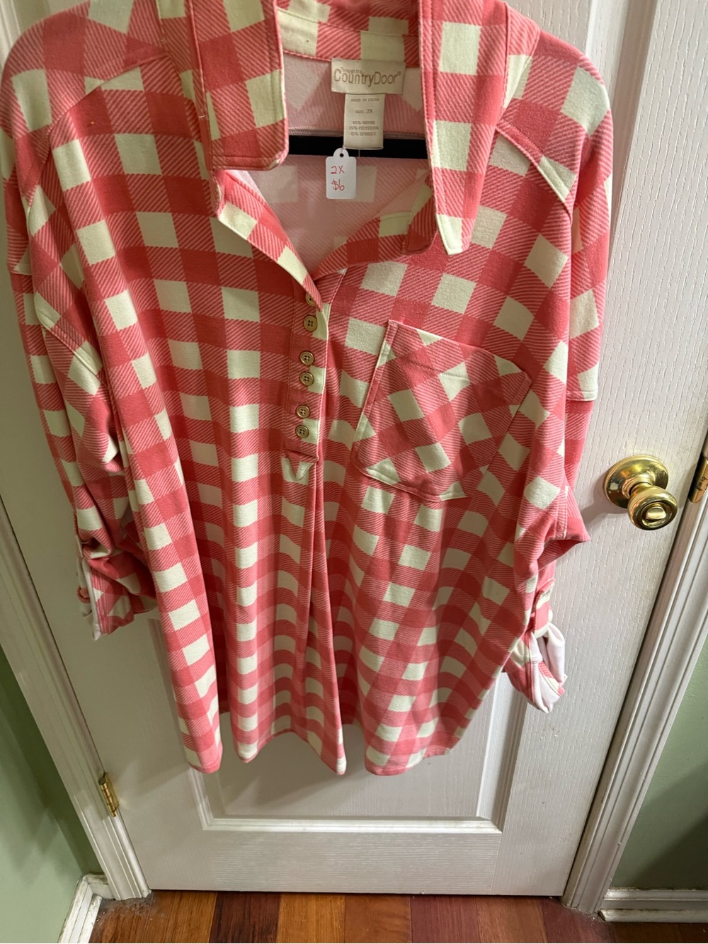 Pink and Cream Gingham Button-Down Shirt